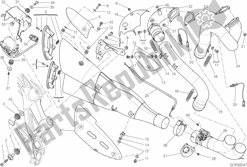 Toutes les pièces pour le Système D'échappement du Ducati Diavel FL Thailand 1200 2017
